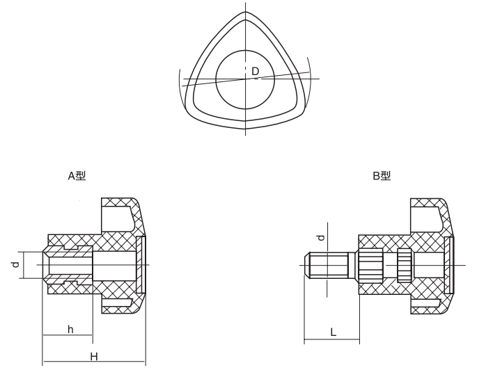 三棱把手HY8314.20結(jié)構(gòu)圖