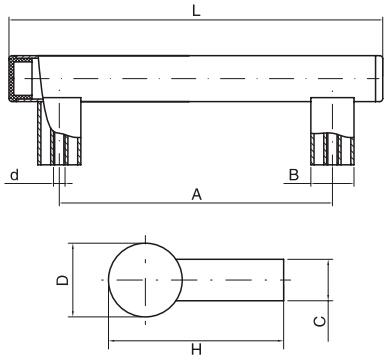 圓形長(zhǎng)拉手HY8315.7-2結(jié)構(gòu)圖